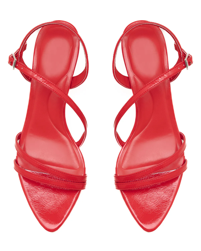 Thin Strap Kitten Heels in Red