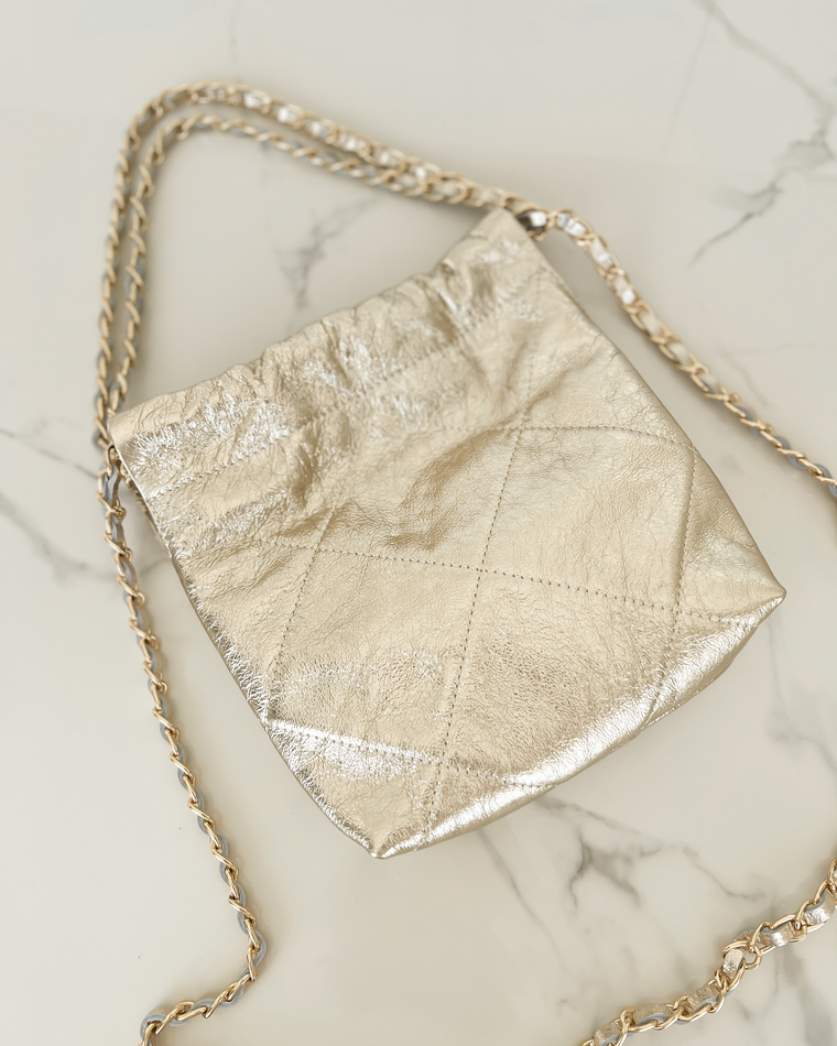 COCO - Mini Hobo Leather Bag in Light Gold