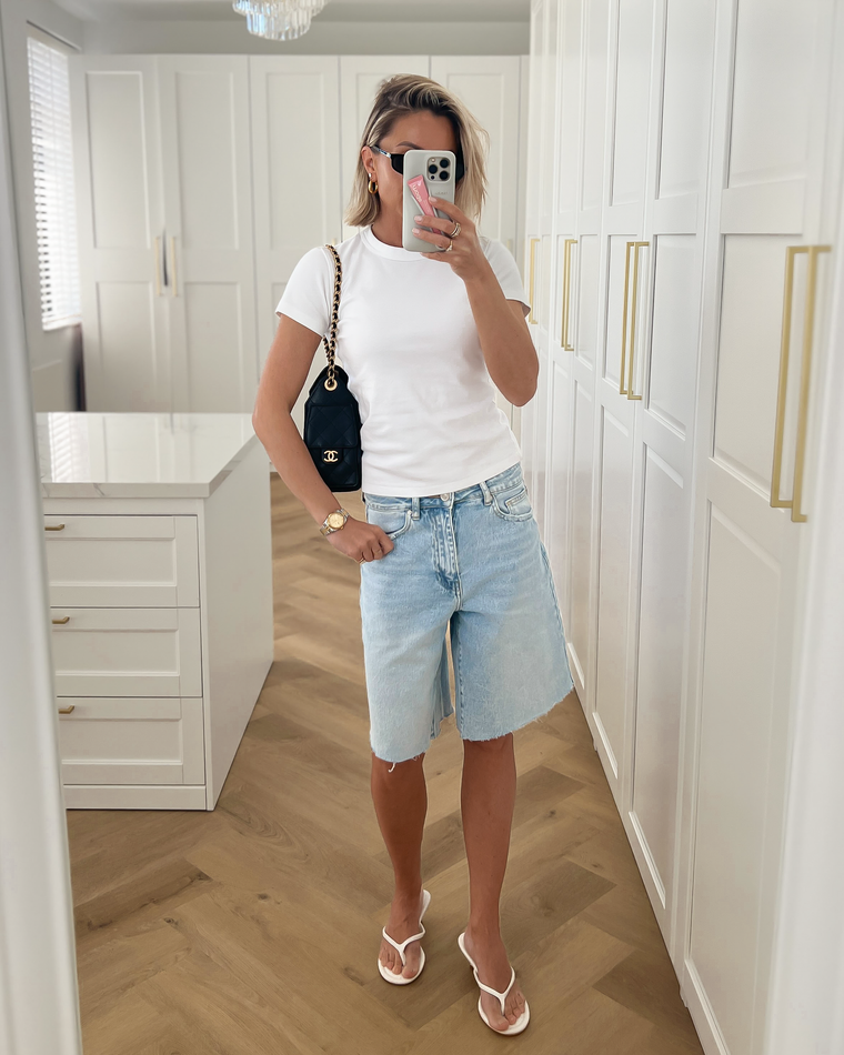 ABIGAIL - Ripped Denim Shorts in Washed Blue