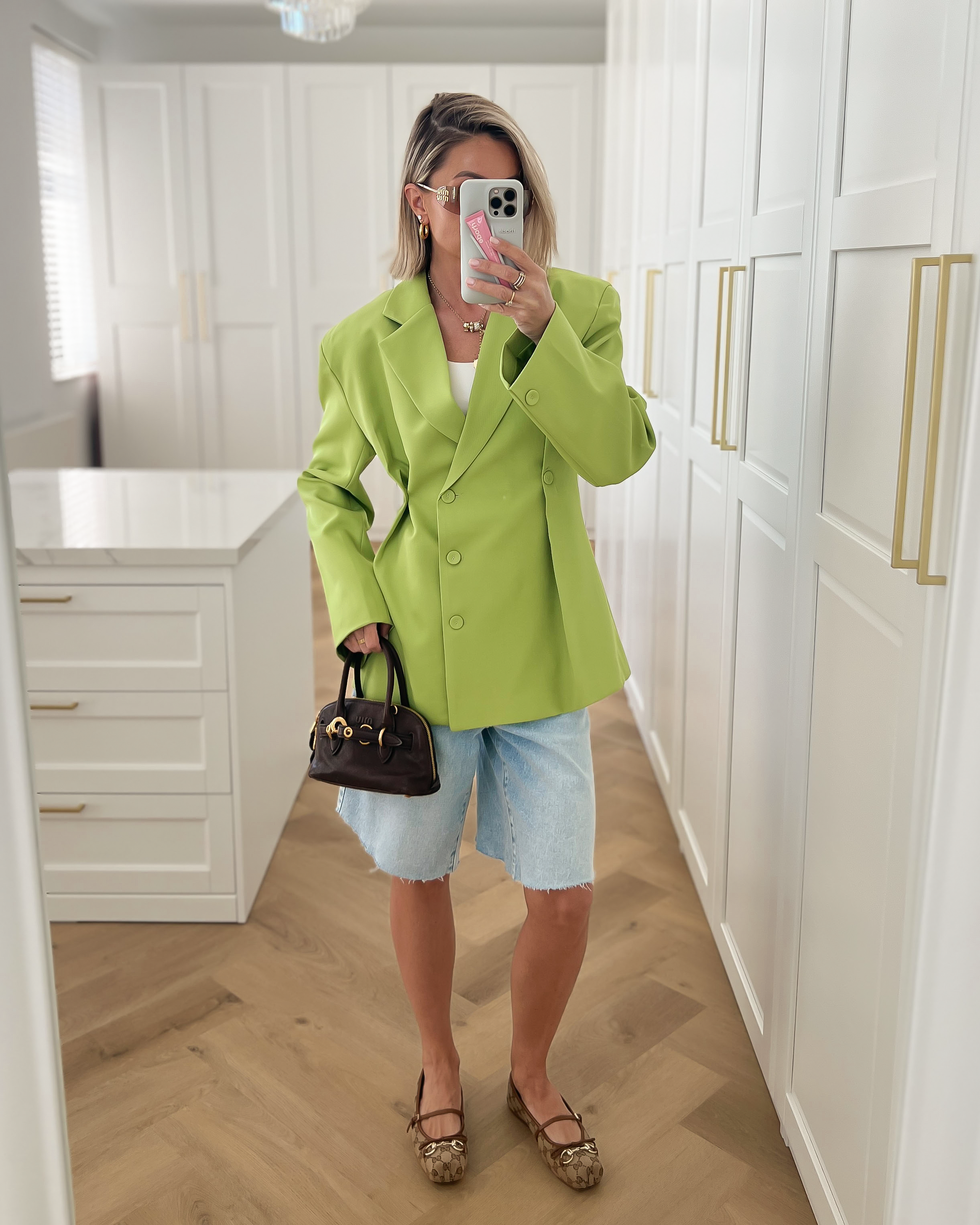 SALE - QUINN Cinched Blazer in Kiwi Green