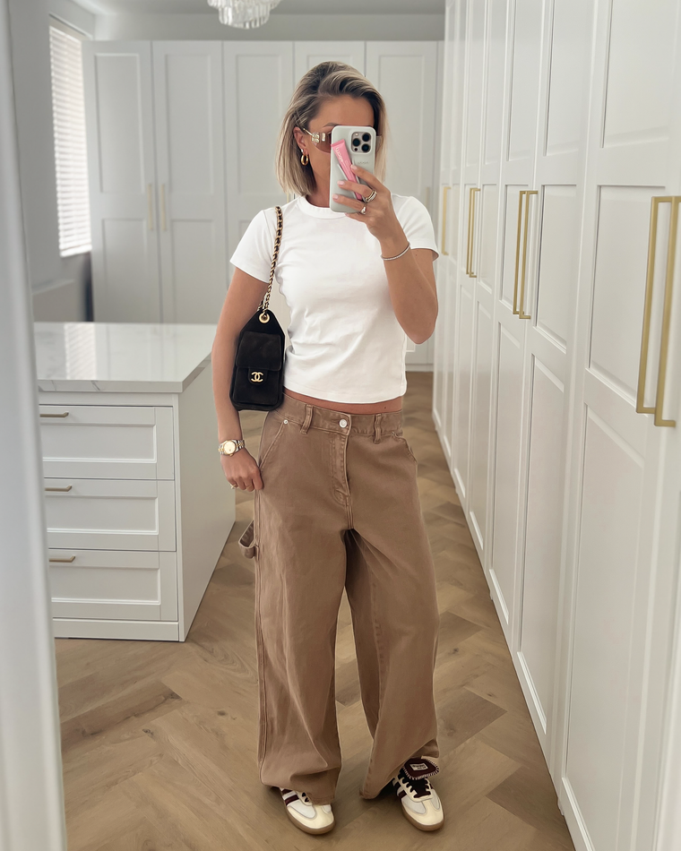BRENT - Loose Fit Wide Leg Jeans in Taupe