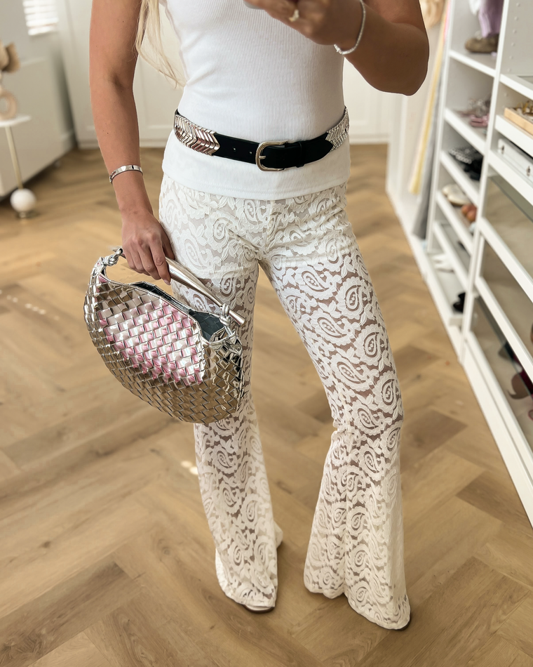 CAMPBELL - Lace Pants in Off White