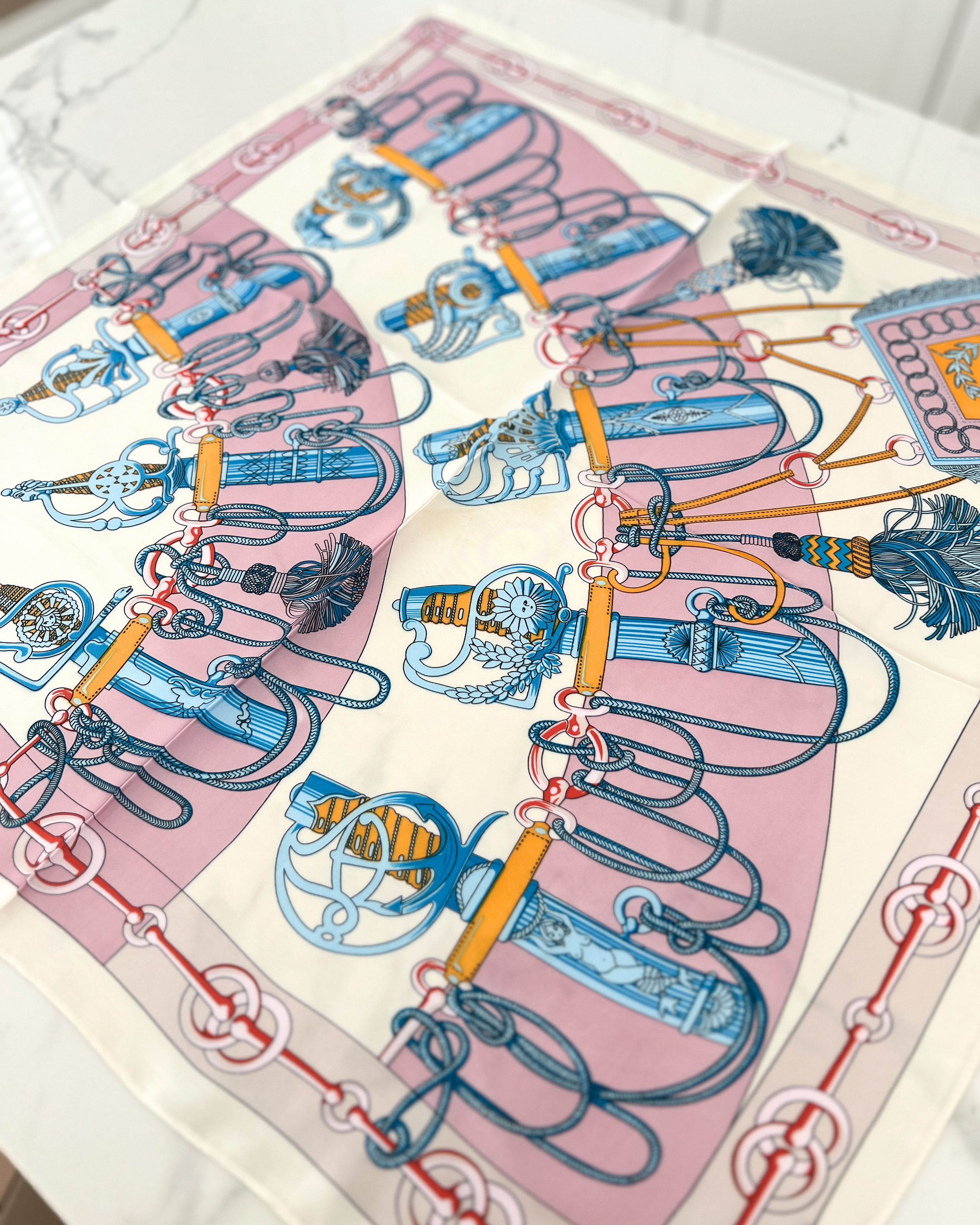 Printed Silk Scarf in Pink