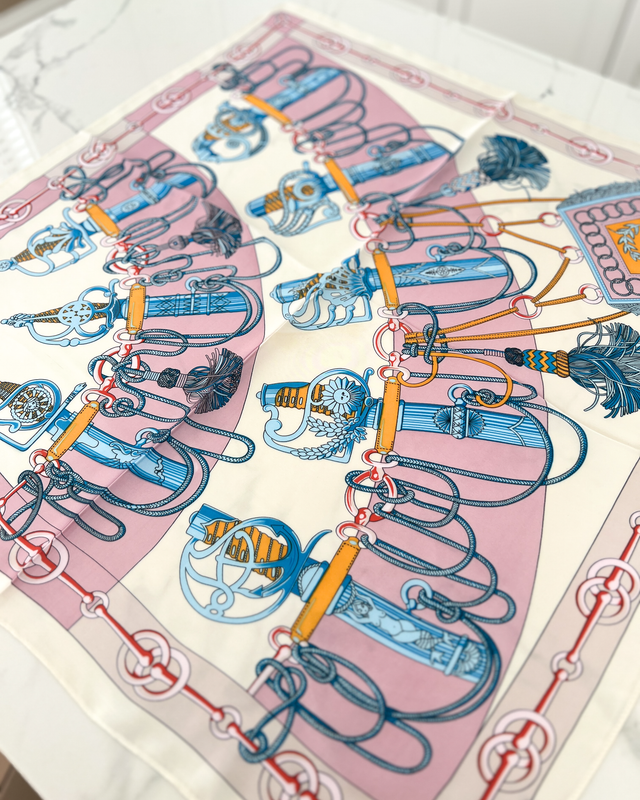 Printed Silk Scarf in Pink