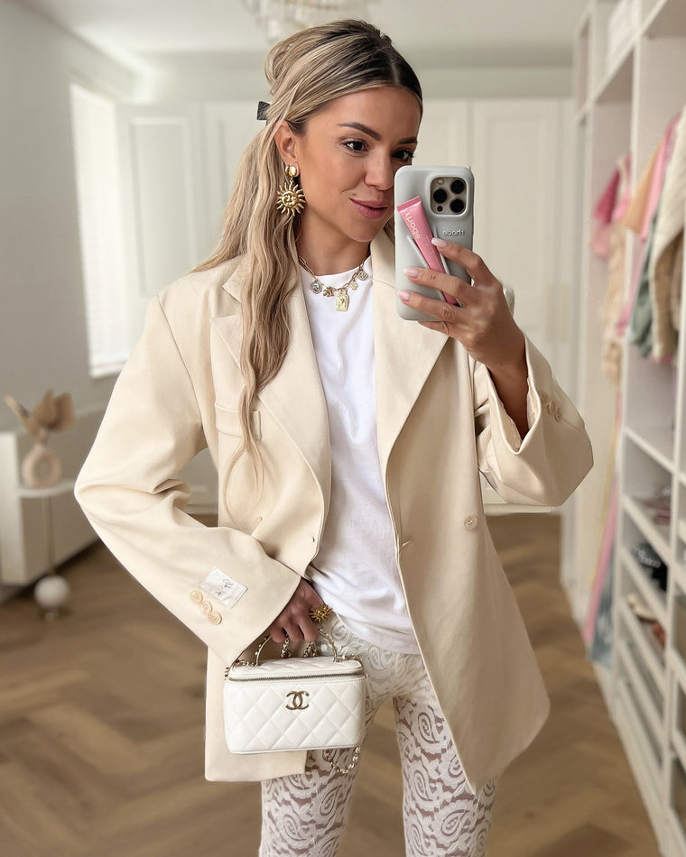 SALE - Gigi + Loulou Cinched Blazer in Light Beige