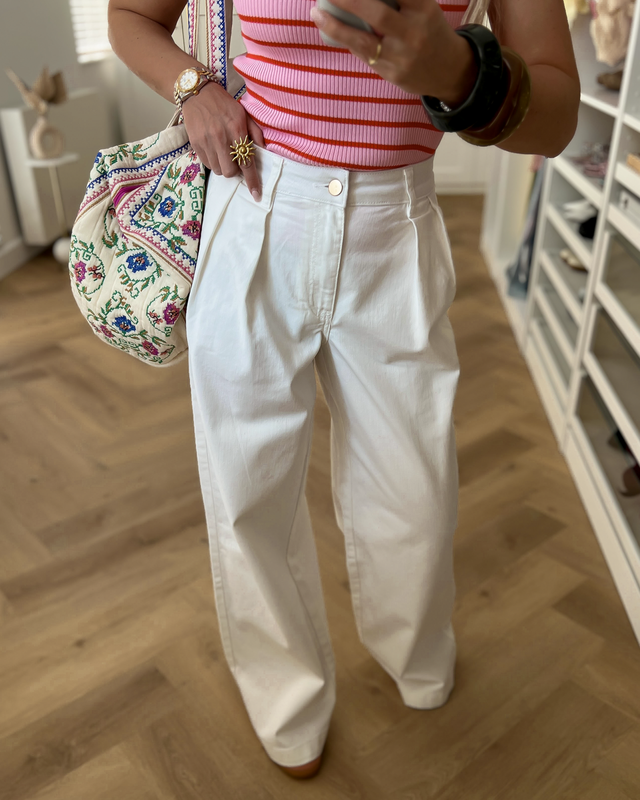 ALICE - Pleated Jeans in White