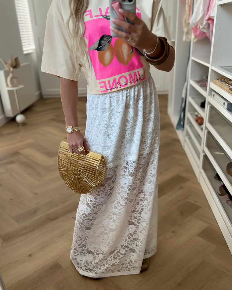 MARISOL - Maxi Lace Skirt in White