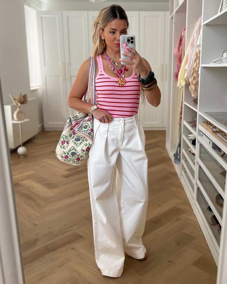 ALICE - Pleated Jeans in White