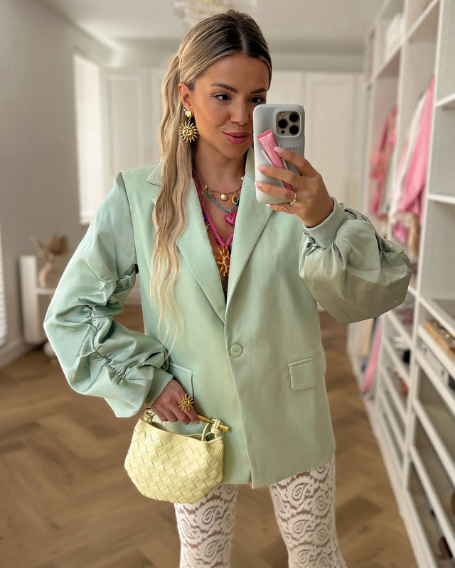 RAYA - Bomber Sleeve Blazer Jacket in Mint Green