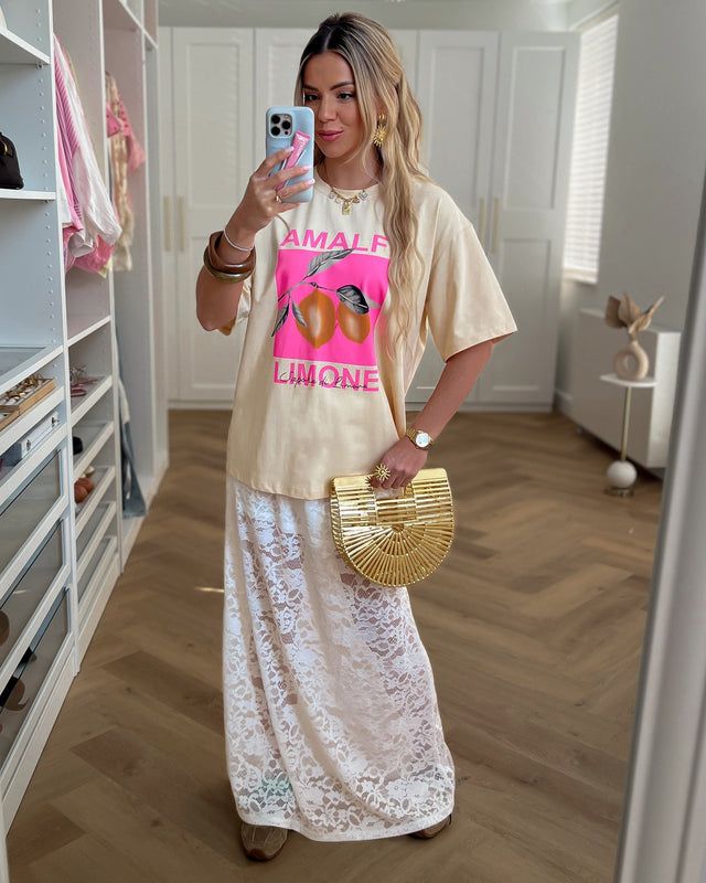 AMALFI - Printed T-Shirt in Beige