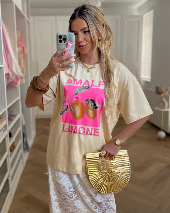 AMALFI - Printed T-Shirt in Beige