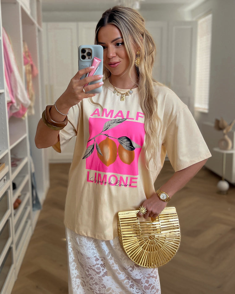 AMALFI - Printed T-Shirt in Beige