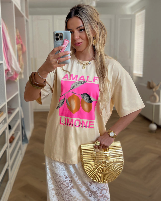 AMALFI - Printed T-Shirt in Beige