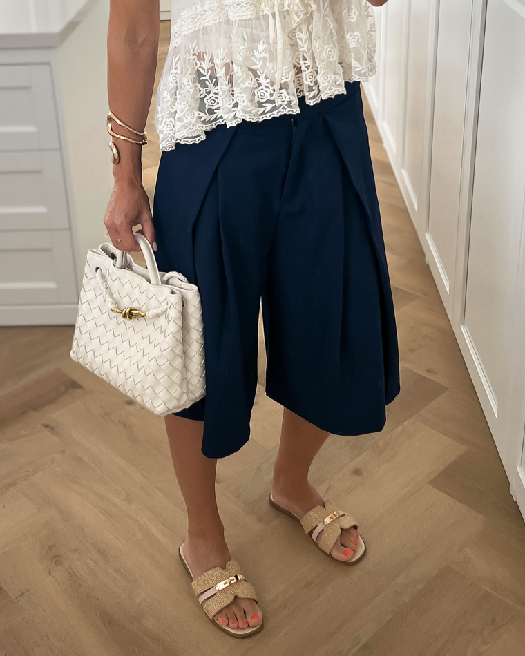 CHARLIE - Pleated Bermuda Shorts in Navy