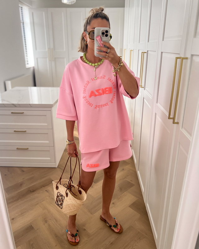 IBIZA - Top and Shorts Sweat Set in Pink