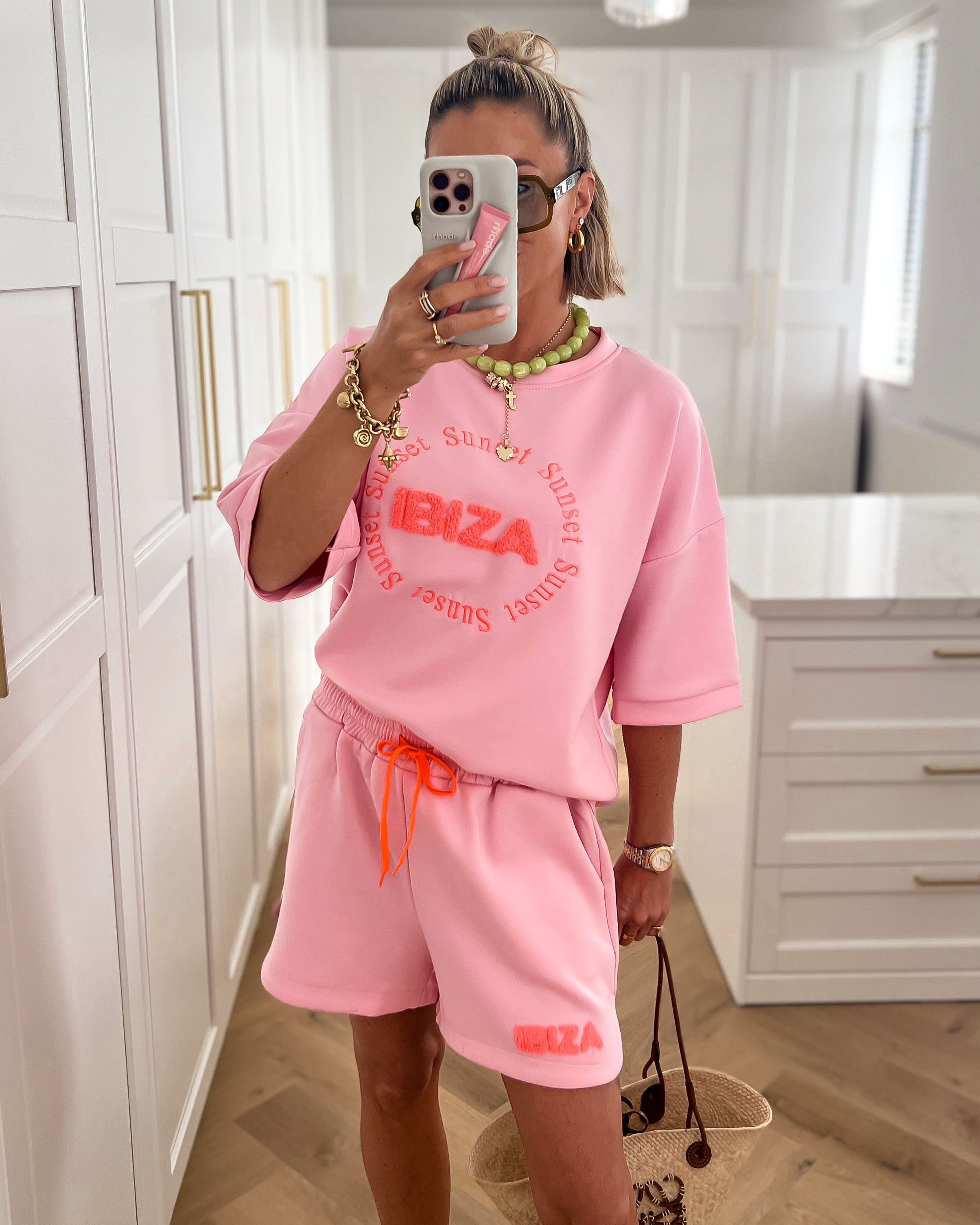 IBIZA - Super Soft Sweater Top and Shorts Set in Pink