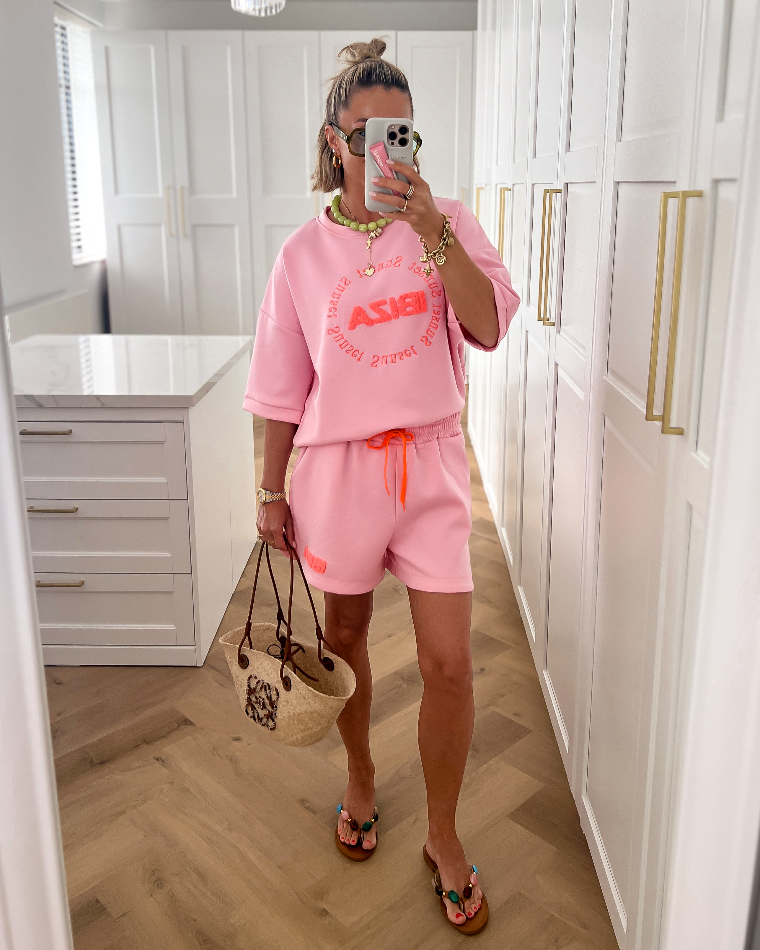 IBIZA - Top and Shorts Sweat Set in Pink