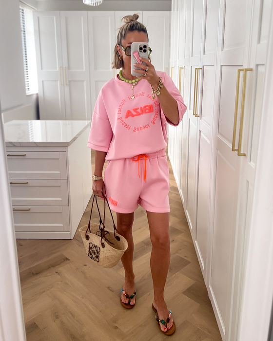 IBIZA - Top and Shorts Sweat Set in Pink