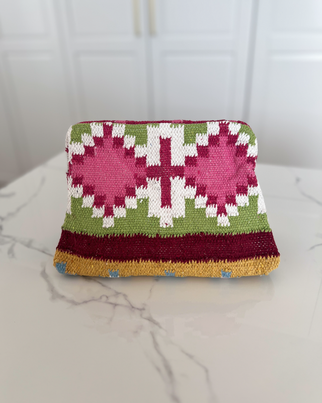 SANTA FÉ - Handmade Woven Clutch Bag in Pink & Green