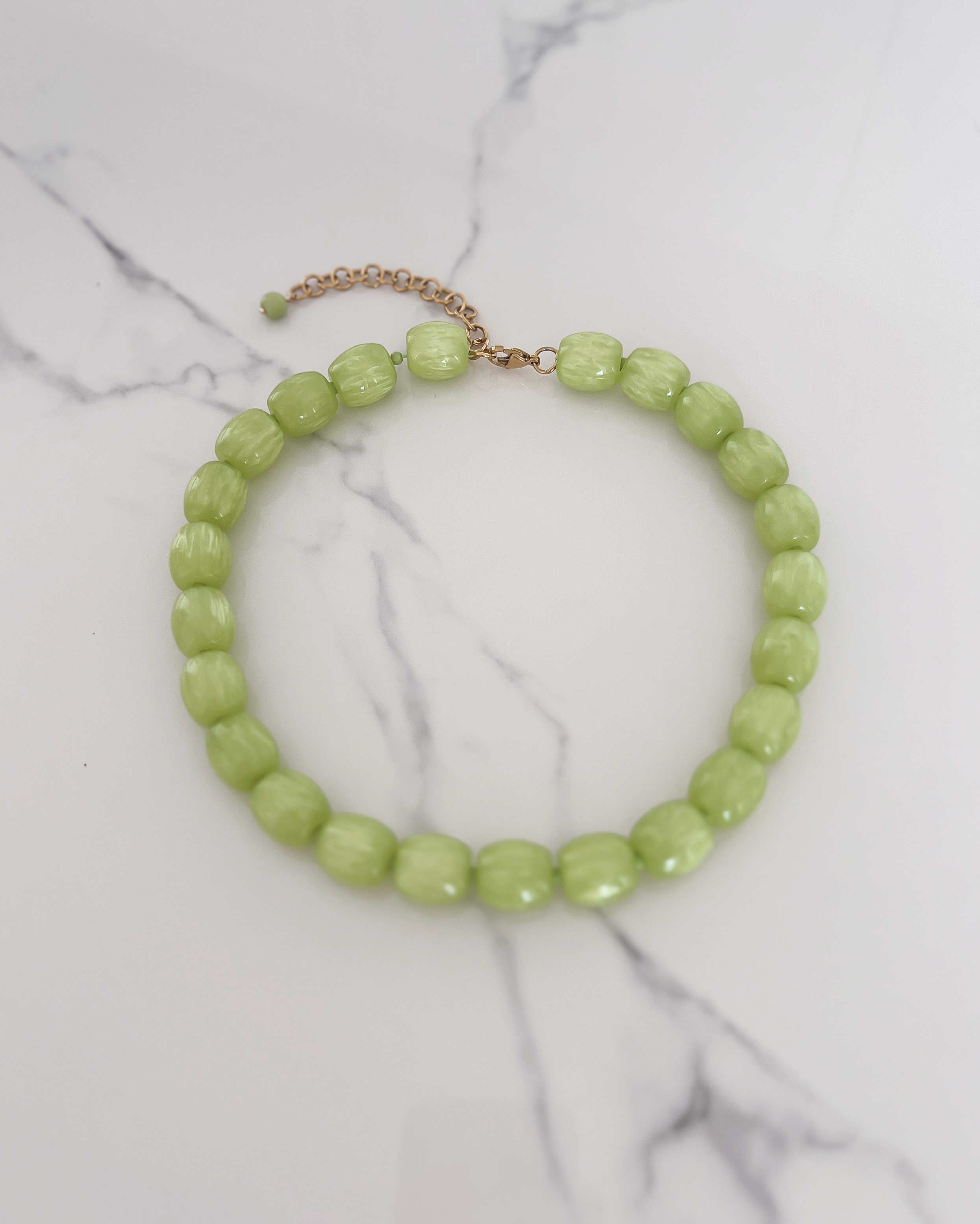 Big Bead Necklace in Pastel Green