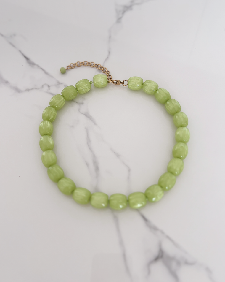 Big Bead Necklace in Pastel Green