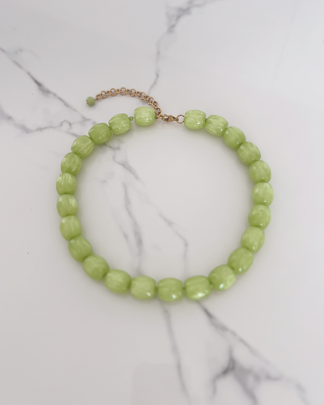 Big Bead Necklace in Pastel Green