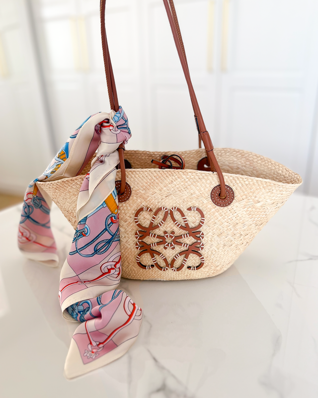 Printed Silk Scarf in Pink
