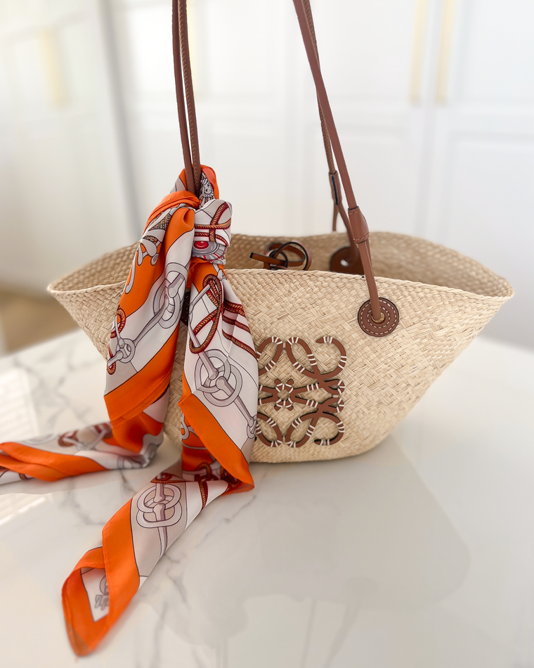 Printed Silk Scarf in Orange