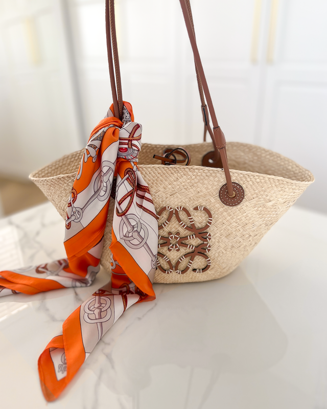 Printed Silk Scarf in Orange