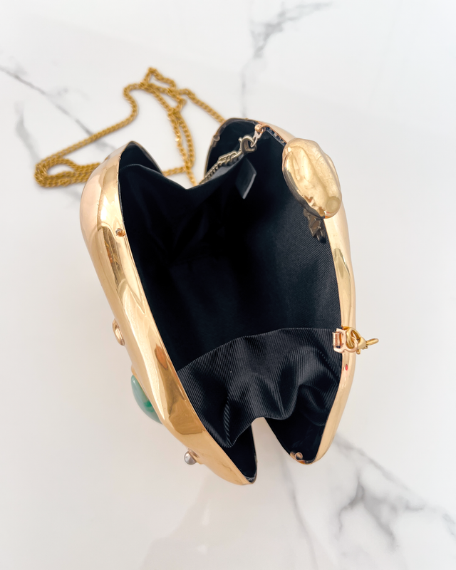 VENICE - Clutch Bag with Colored Stones in Gold