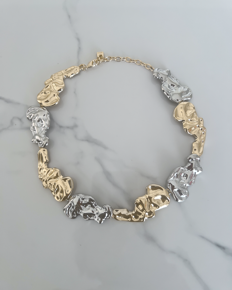 Hammered Necklace in Silver & Gold