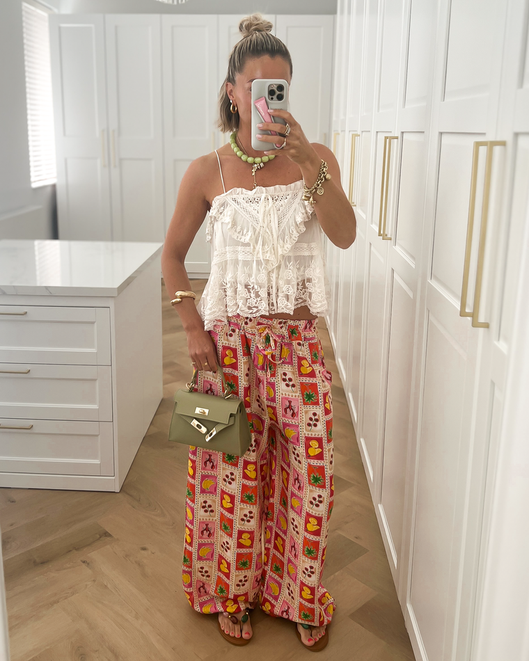 SUMMER - Printed Pants in Pink & Red