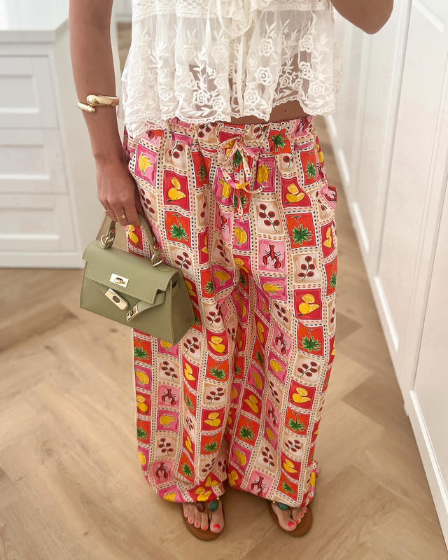 SUMMER - Printed Pants in Pink & Red