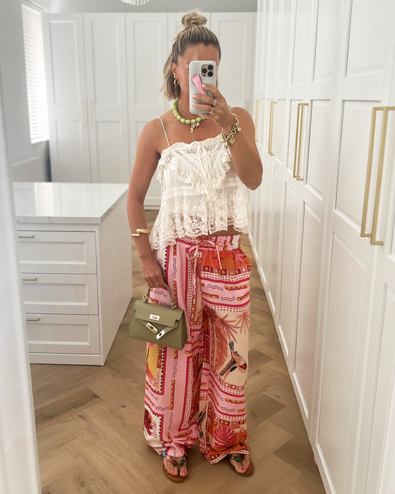 PALM - Printed Pants in Light Pink & Pink