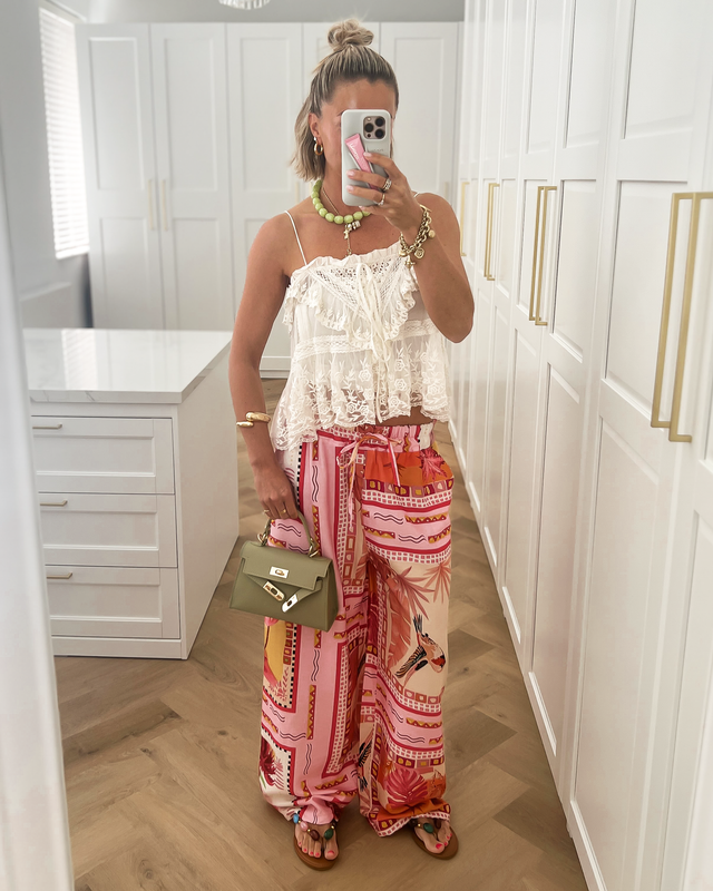 PALM - Printed Pants in Light Pink & Pink