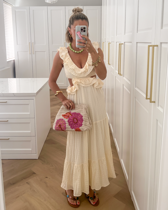 VIVIAN - Ruffle Cut Out Maxi Dress in Butter Yellow