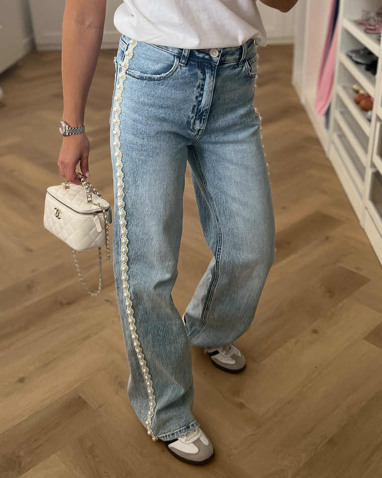EMMA - Pearl Striped Jeans in Blue