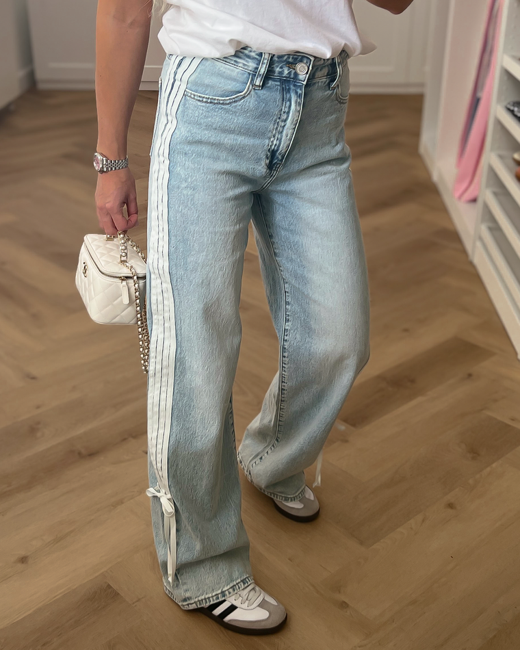 JACKIE - Ribbon Striped Jeans in Blue