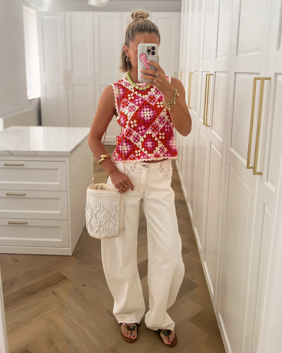 SIENNA - Crochet Top in Pink & Orange