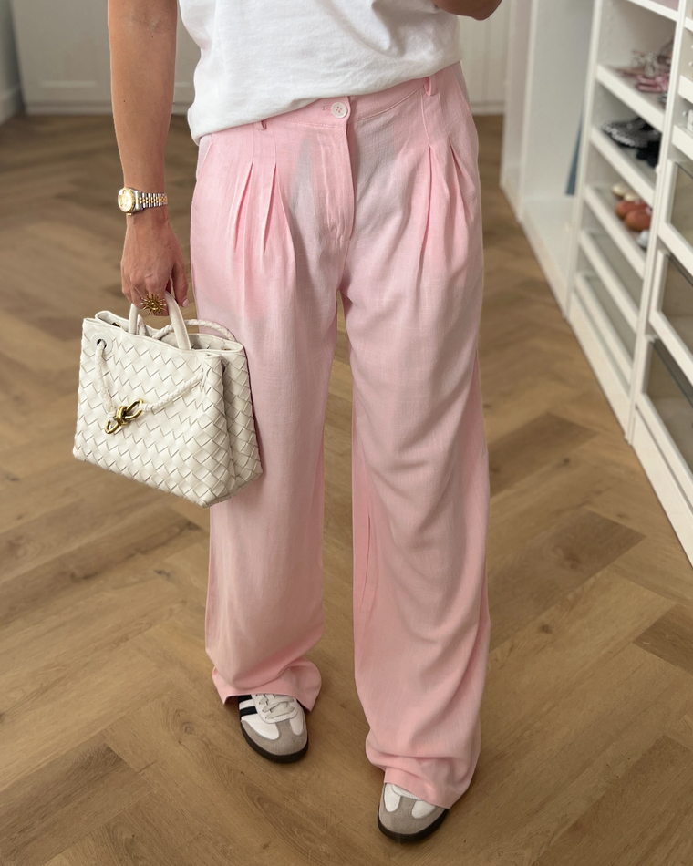 SALE - SIENNA Linen Trousers in Light Pink