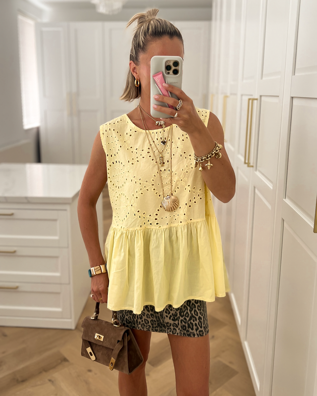 DAISY - Embroidery Top in Khaki