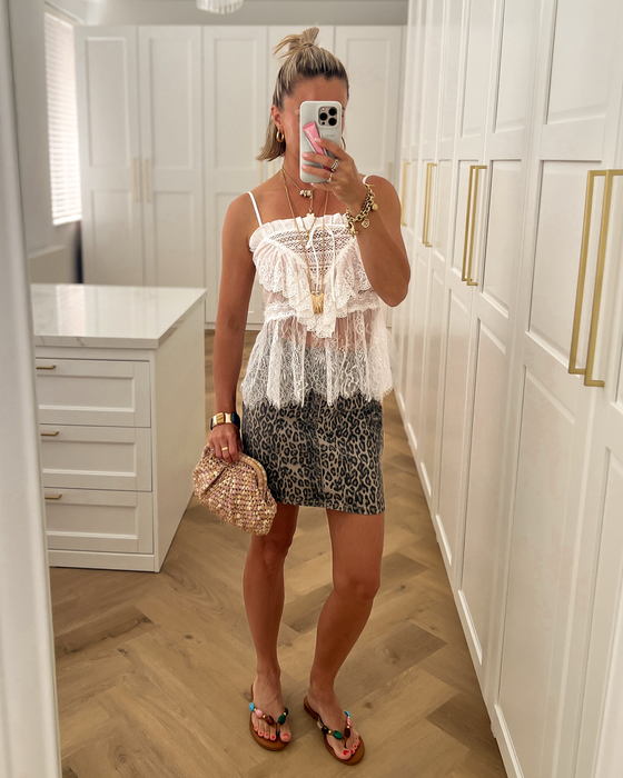 BIBI - Denim Skirt in Leopard