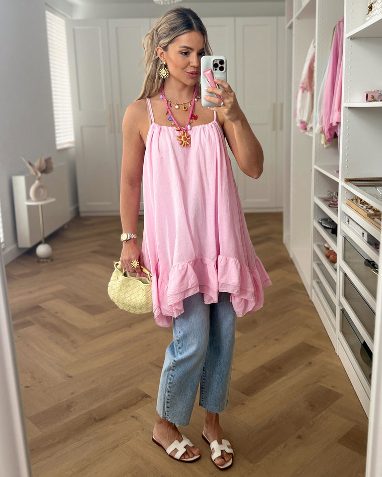 SALE - MADEIRA Oversized Volant Cami Top in Light Pink