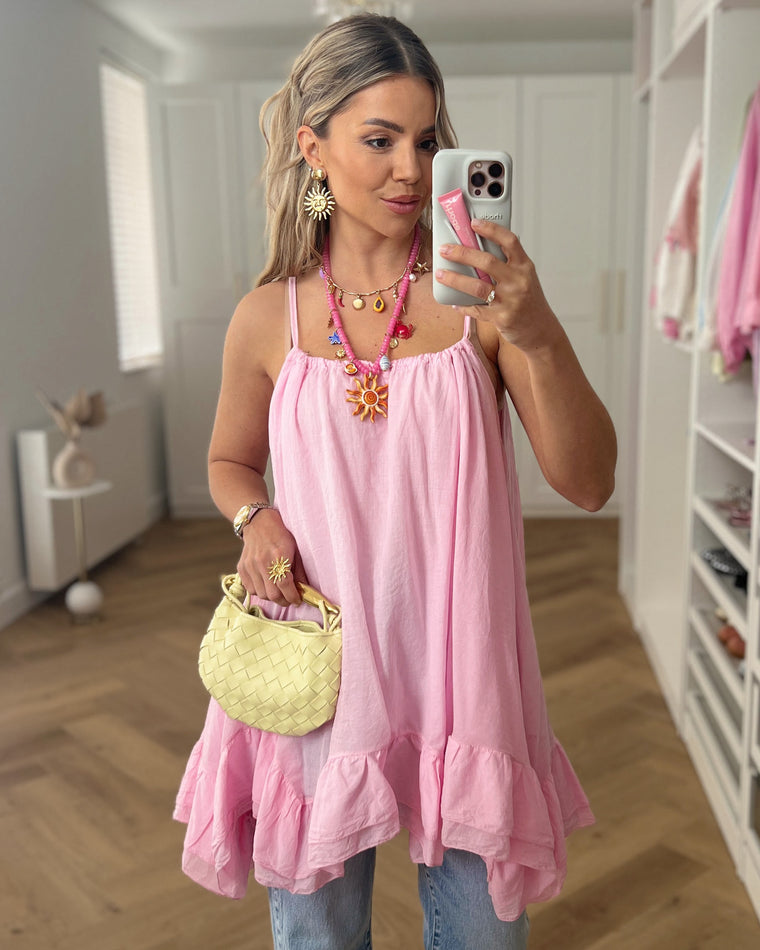 SALE - MADEIRA Oversized Volant Cami Top in Light Pink