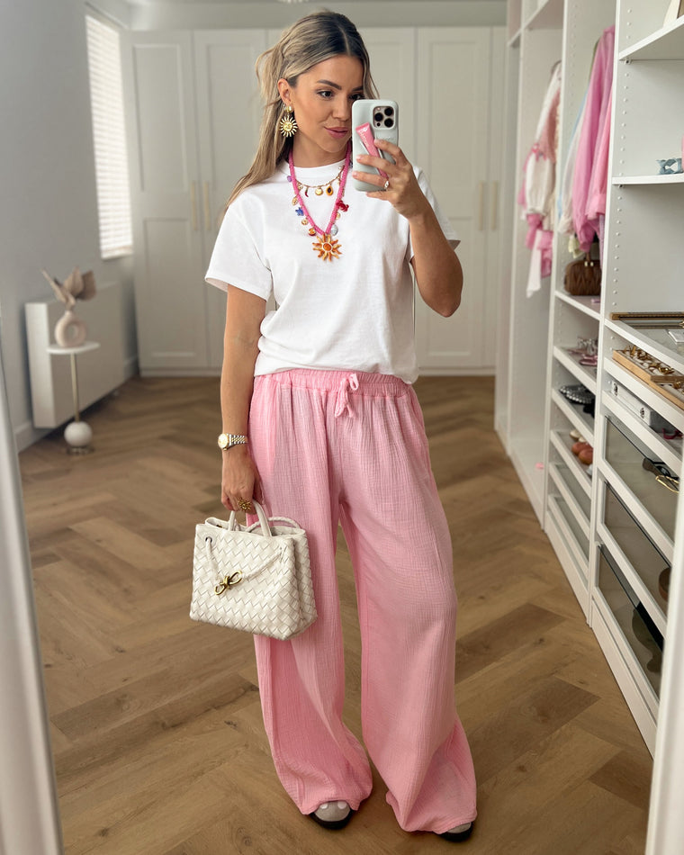 ISADORA - Mousseline Pants in Light Pink