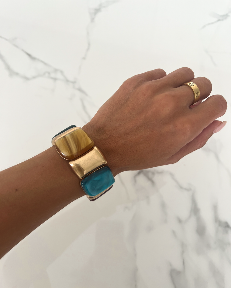 Stone Elastic Bracelet in Gold