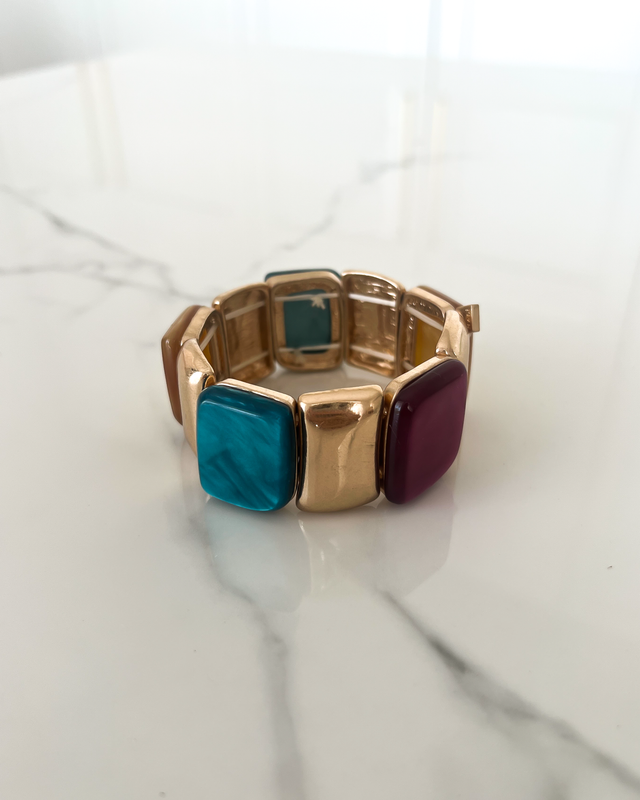 Stone Elastic Bracelet in Gold