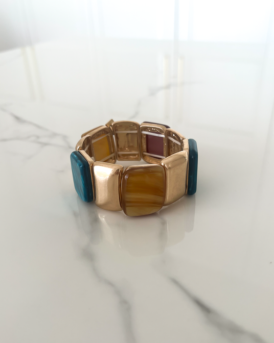 Stone Elastic Bracelet in Gold