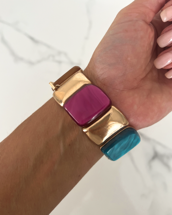Stone Elastic Bracelet in Gold