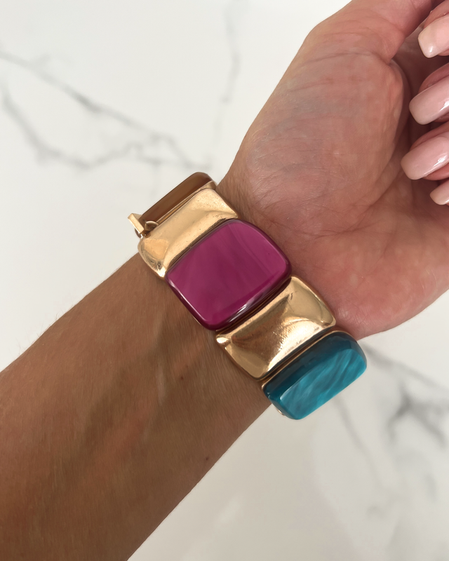 Stone Elastic Bracelet in Gold